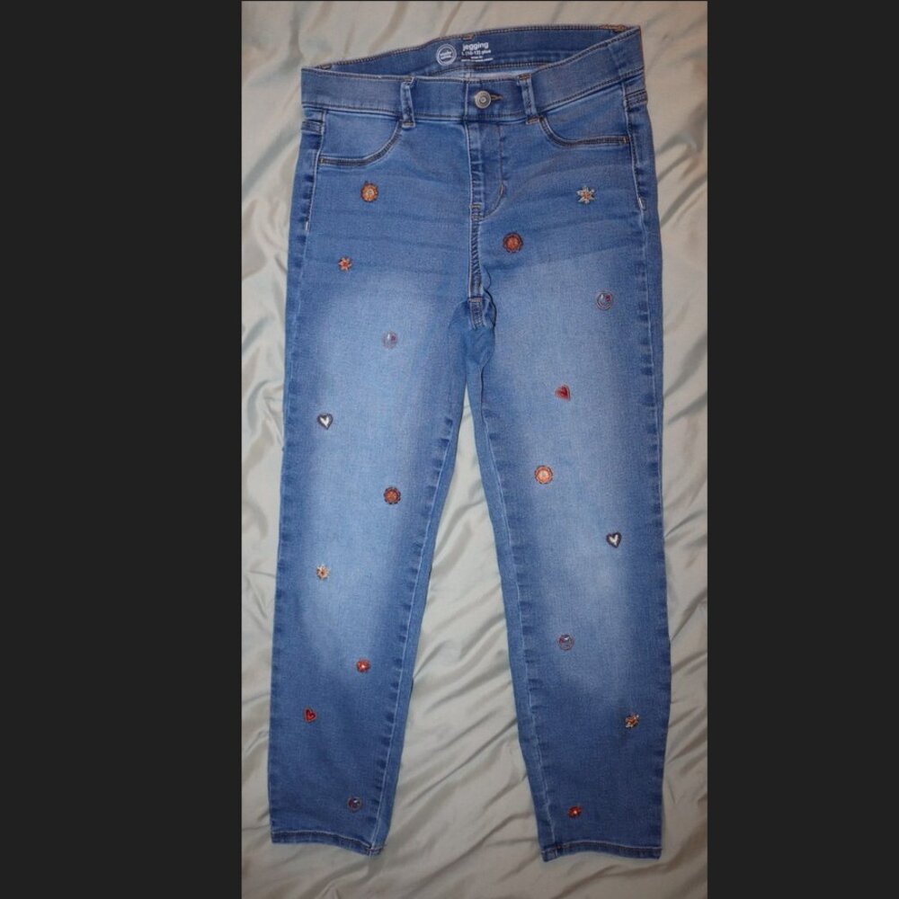 Wonder Nation Girls Fashion Embroidered Jeggings L (10-12) Plus